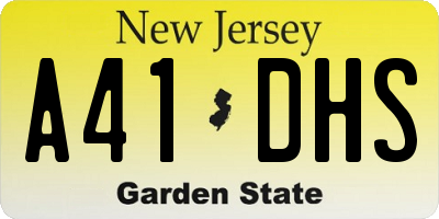 NJ license plate A41DHS