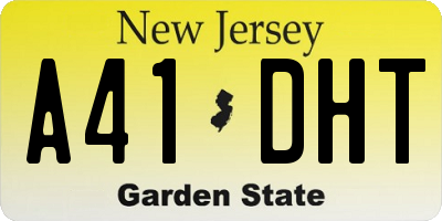 NJ license plate A41DHT