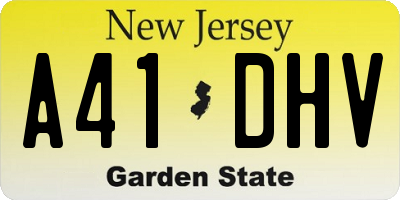 NJ license plate A41DHV