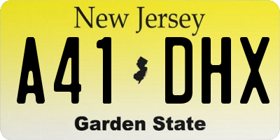 NJ license plate A41DHX