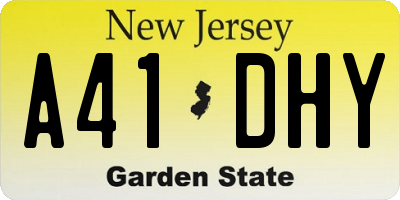NJ license plate A41DHY