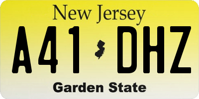 NJ license plate A41DHZ