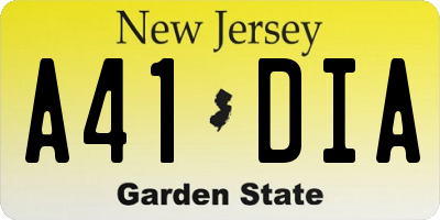 NJ license plate A41DIA