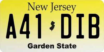 NJ license plate A41DIB