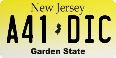 NJ license plate A41DIC