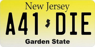 NJ license plate A41DIE