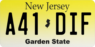NJ license plate A41DIF