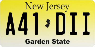 NJ license plate A41DII