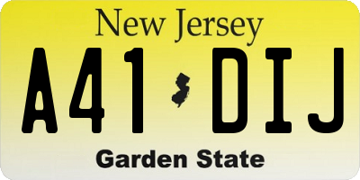 NJ license plate A41DIJ