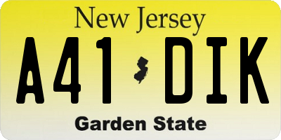 NJ license plate A41DIK