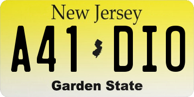 NJ license plate A41DIO