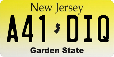 NJ license plate A41DIQ