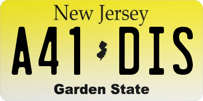 NJ license plate A41DIS