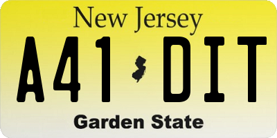 NJ license plate A41DIT