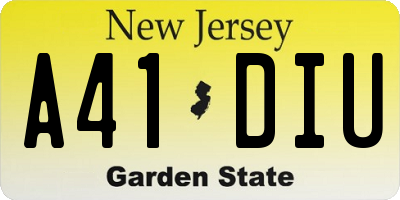 NJ license plate A41DIU