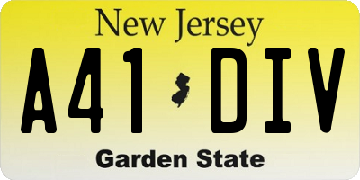 NJ license plate A41DIV