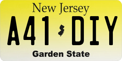 NJ license plate A41DIY