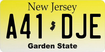 NJ license plate A41DJE