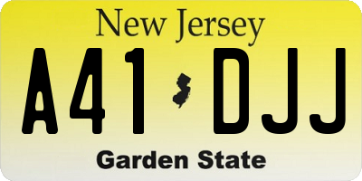 NJ license plate A41DJJ
