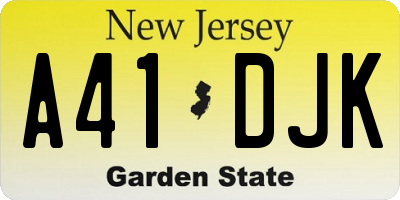 NJ license plate A41DJK