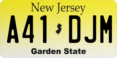 NJ license plate A41DJM