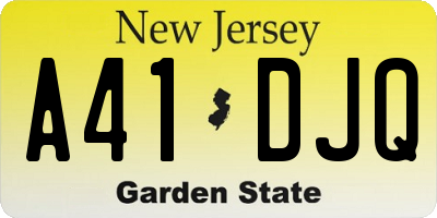 NJ license plate A41DJQ