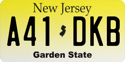 NJ license plate A41DKB