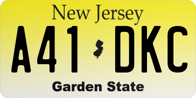 NJ license plate A41DKC
