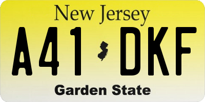 NJ license plate A41DKF