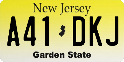 NJ license plate A41DKJ
