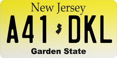 NJ license plate A41DKL
