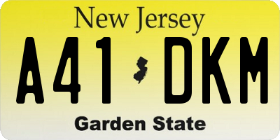 NJ license plate A41DKM