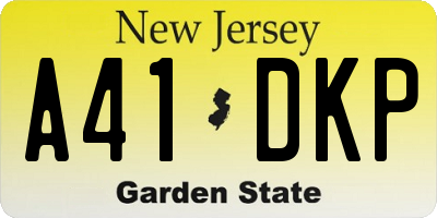 NJ license plate A41DKP