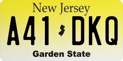 NJ license plate A41DKQ
