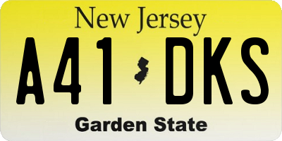 NJ license plate A41DKS