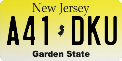 NJ license plate A41DKU