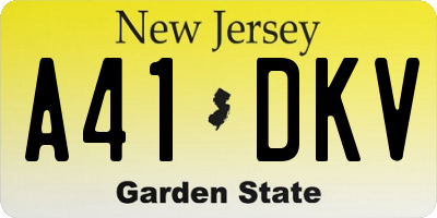 NJ license plate A41DKV