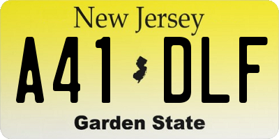 NJ license plate A41DLF
