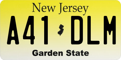 NJ license plate A41DLM