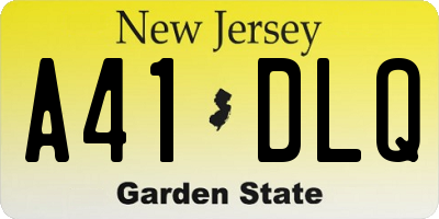 NJ license plate A41DLQ