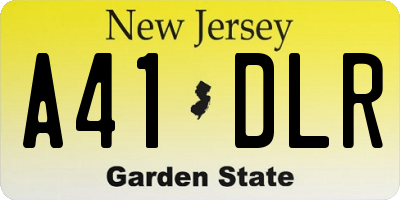 NJ license plate A41DLR