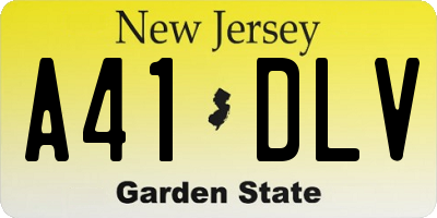 NJ license plate A41DLV