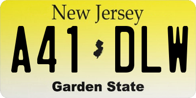 NJ license plate A41DLW