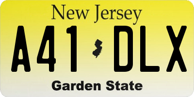 NJ license plate A41DLX