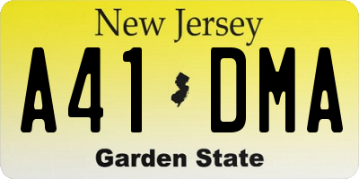 NJ license plate A41DMA