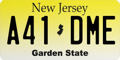 NJ license plate A41DME