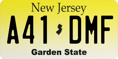 NJ license plate A41DMF