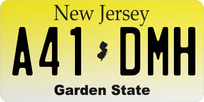 NJ license plate A41DMH