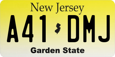NJ license plate A41DMJ