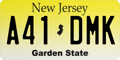 NJ license plate A41DMK